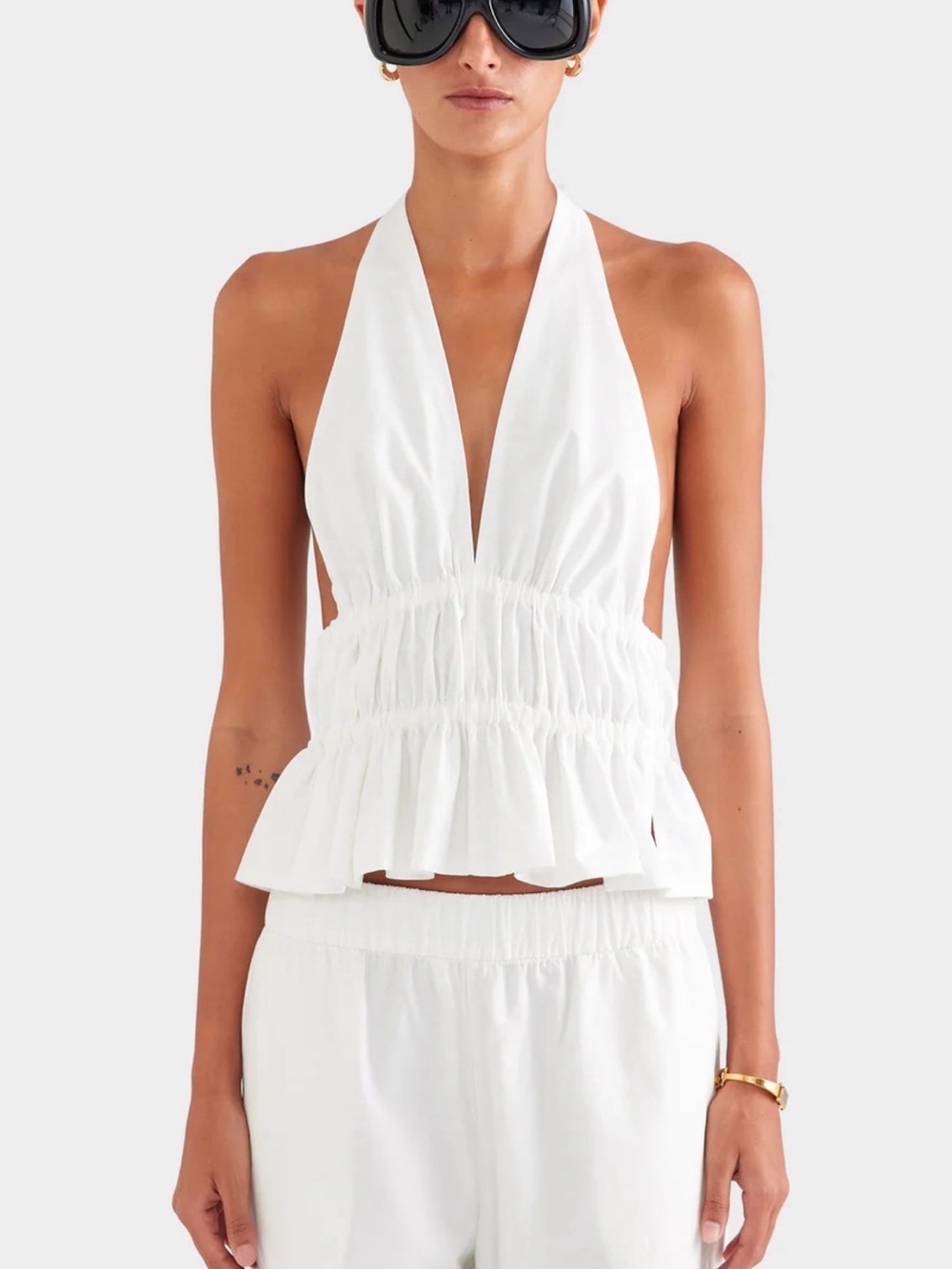 Venroy Cotton Poplin Halter Top XS